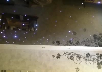 Techo estrellado finalizado con fibra óptica iluminando cielo nocturno