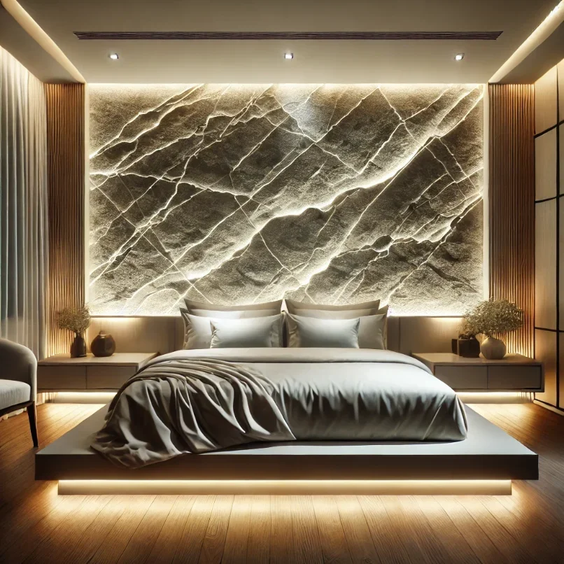  Proyecto decorativo con piedra artificial retroiluminada